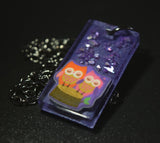 Snuggling Owls Resin Necklace