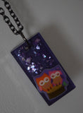 Snuggling Owls Resin Necklace