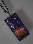 Snuggling Owls Resin Necklace