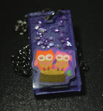 Snuggling Owls Resin Necklace