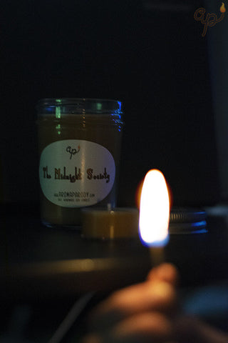 The Midnight Society -- Campfire & Sandalwood -- 8 oz. Handmade Soy Candle