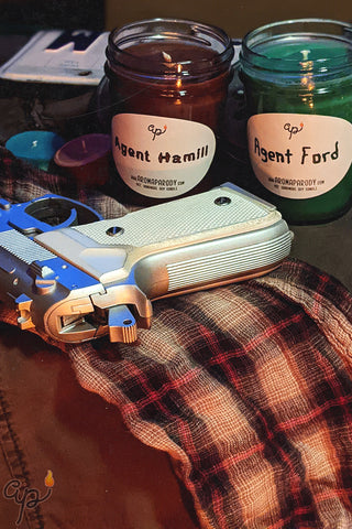 Agent Ford (Apple Pie & Leather) & Agent Hamill (Birch & Patchouli) -- 8 oz. Handmade Soy Candles